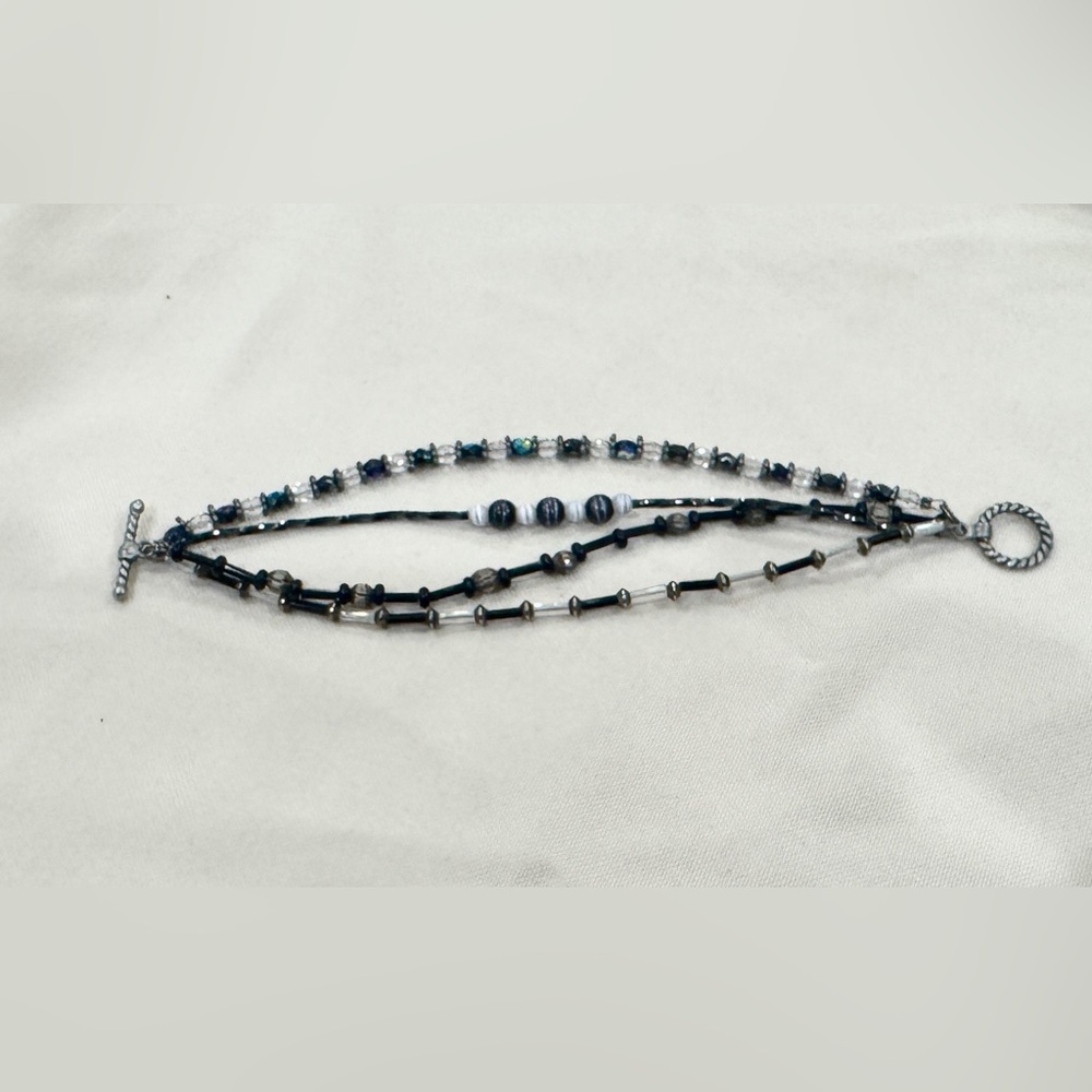 Black, Silver, & crystal Beaded bracelet